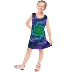 Beautiful Purple & Green Aeonium Arboreum Zwartkop Kids  Tunic Dress by jayaprime