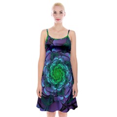 Beautiful Purple & Green Aeonium Arboreum Zwartkop Spaghetti Strap Velvet Dress by jayaprime