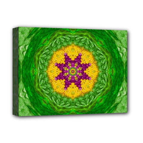 Feathers In The Sunshine Mandala Deluxe Canvas 16  X 12   by pepitasart