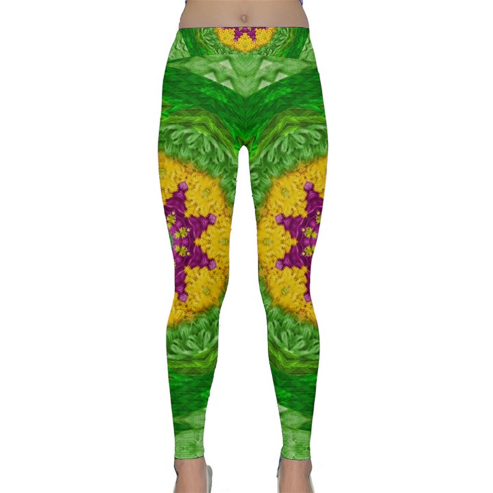 Feathers In The Sunshine Mandala Classic Yoga Leggings