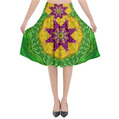 Feathers In The Sunshine Mandala Flared Midi Skirt by pepitasart