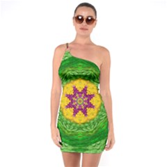 Feathers In The Sunshine Mandala One Soulder Bodycon Dress by pepitasart