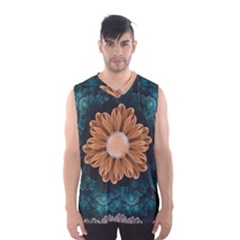 Beautiful Paradise Chrysanthemum Of Orange And Aqua Men s Basketball Tank Top by jayaprime