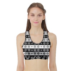 Snowflakes - Christmas Pattern Sports Bra With Border by Valentinaart