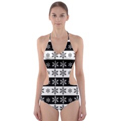 Snowflakes - Christmas Pattern Cut-out One Piece Swimsuit by Valentinaart