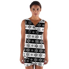 Snowflakes - Christmas Pattern Wrap Front Bodycon Dress