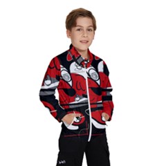 Red Black And White Abstraction Wind Breaker (kids) by Valentinaart