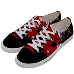 Red Black And White Abstraction Women s Low Top Canvas Sneakers by Valentinaart