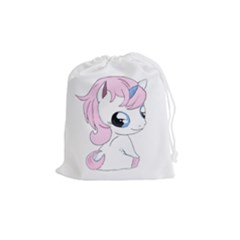 Baby Unicorn Drawstring Pouches (medium)  by Valentinaart