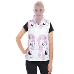 Baby Unicorn Women s Button Up Puffer Vest by Valentinaart