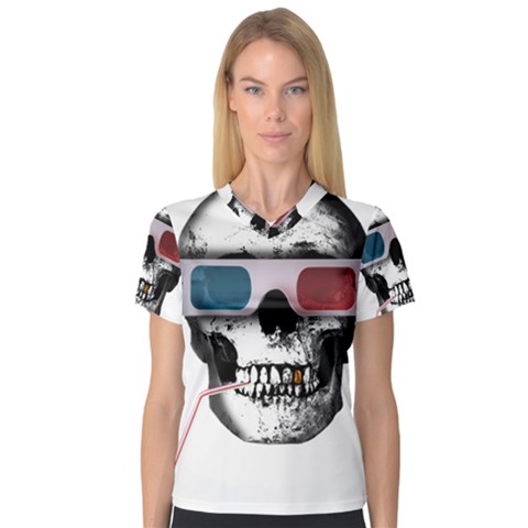 Cinema Skull V-neck Sport Mesh Tee by Valentinaart