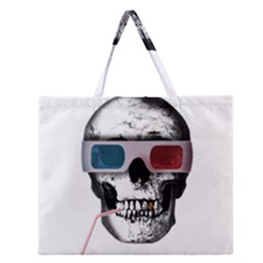 Cinema Skull Zipper Large Tote Bag by Valentinaart