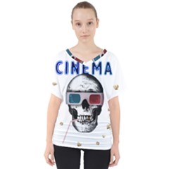 Cinema Skull V-neck Dolman Drape Top by Valentinaart