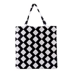 Abstract Tile Pattern Black White Triangle Plaid Grocery Tote Bag