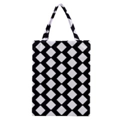 Abstract Tile Pattern Black White Triangle Plaid Classic Tote Bag