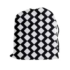 Abstract Tile Pattern Black White Triangle Plaid Drawstring Pouches (xxl)