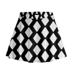 Abstract Tile Pattern Black White Triangle Plaid Mini Flare Skirt