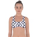 Abstract Tile Pattern Black White Triangle Plaid Chevron Got No Strings Sports Bra View1