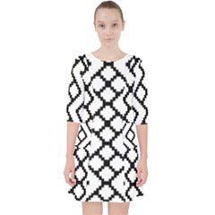 Abstract Tile Pattern Black White Triangle Plaid Chevron Pocket Dress by Alisyart