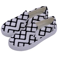 Abstract Tile Pattern Black White Triangle Plaid Chevron Kids  Canvas Slip Ons by Alisyart