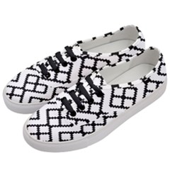 Abstract Tile Pattern Black White Triangle Plaid Chevron Women s Classic Low Top Sneakers by Alisyart