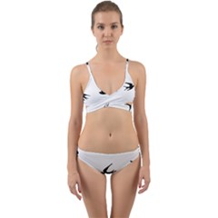 Black Bird Fly Sky Wrap Around Bikini Set by Alisyart