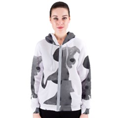 Dalmatian Inspired Silhouette Women s Zipper Hoodie