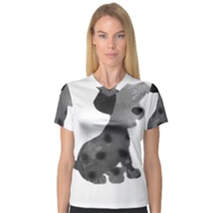 Dalmatian Inspired Silhouette V-Neck Sport Mesh Tee