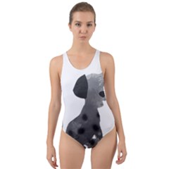 Dalmatian Inspired Silhouette Cut-Out Back One Piece Swimsuit