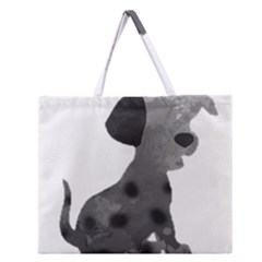 Dalmatian Inspired Silhouette Zipper Large Tote Bag