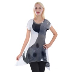 Dalmatian Inspired Silhouette Short Sleeve Side Drop Tunic