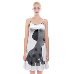 Dalmatian Inspired Silhouette Spaghetti Strap Velvet Dress