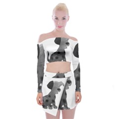 Dalmatian Inspired Silhouette Off Shoulder Top with Mini Skirt Set