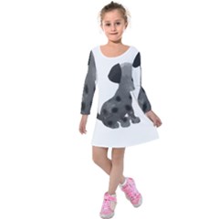 Dalmatian Inspired Silhouette Kids  Long Sleeve Velvet Dress by InspiredShadows