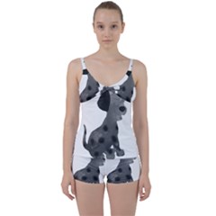 Dalmatian Inspired Silhouette Tie Front Two Piece Tankini