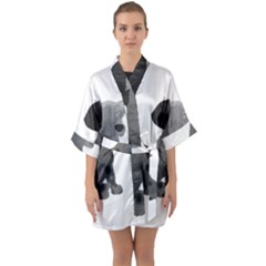 Dalmatian Inspired Silhouette Quarter Sleeve Kimono Robe