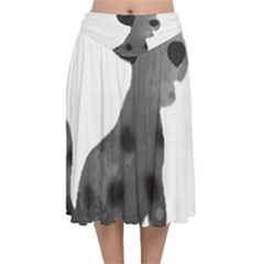 Dalmatian Inspired Silhouette Velvet Flared Midi Skirt