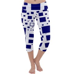 Blue Squares Textures Plaid Capri Yoga Leggings