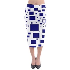 Blue Squares Textures Plaid Midi Pencil Skirt