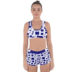 Blue Squares Textures Plaid Racerback Boyleg Bikini Set by Alisyart