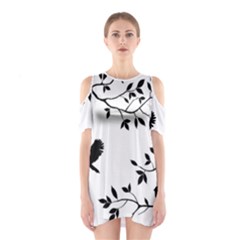 Bird Tree Black Shoulder Cutout One Piece by Alisyart