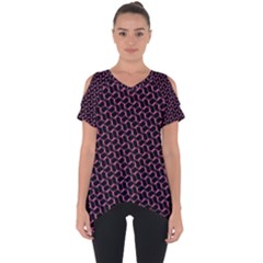 Twisted Mesh Pattern Purple Black Cut Out Side Drop Tee by Alisyart