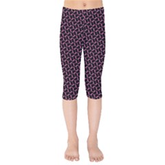 Twisted Mesh Pattern Purple Black Kids  Capri Leggings  by Alisyart