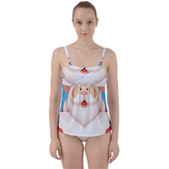 Christmas Santa Claus Letter Twist Front Tankini Set by Alisyart