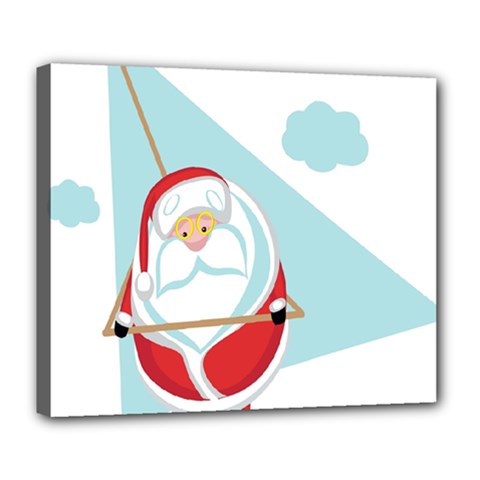 Christmas Santa Claus Paragliding Deluxe Canvas 24  X 20  