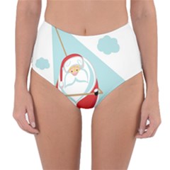 Christmas Santa Claus Paragliding Reversible High-waist Bikini Bottoms by Alisyart