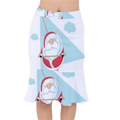 Christmas Santa Claus Paragliding Mermaid Skirt by Alisyart