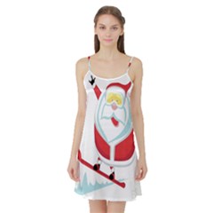 Christmas Santa Claus Playing Sky Snow Satin Night Slip by Alisyart