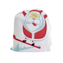 Christmas Santa Claus Playing Sky Snow Drawstring Pouches (extra Large) by Alisyart