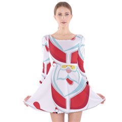 Christmas Santa Claus Playing Sky Snow Long Sleeve Velvet Skater Dress